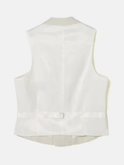 Chaleco chaque cuello redondo gris perla