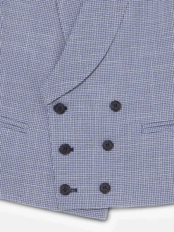 Chaleco chaque cuello redondo pata de gallo azul
