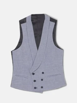 Chaleco chaque cuello redondo pata de gallo azul