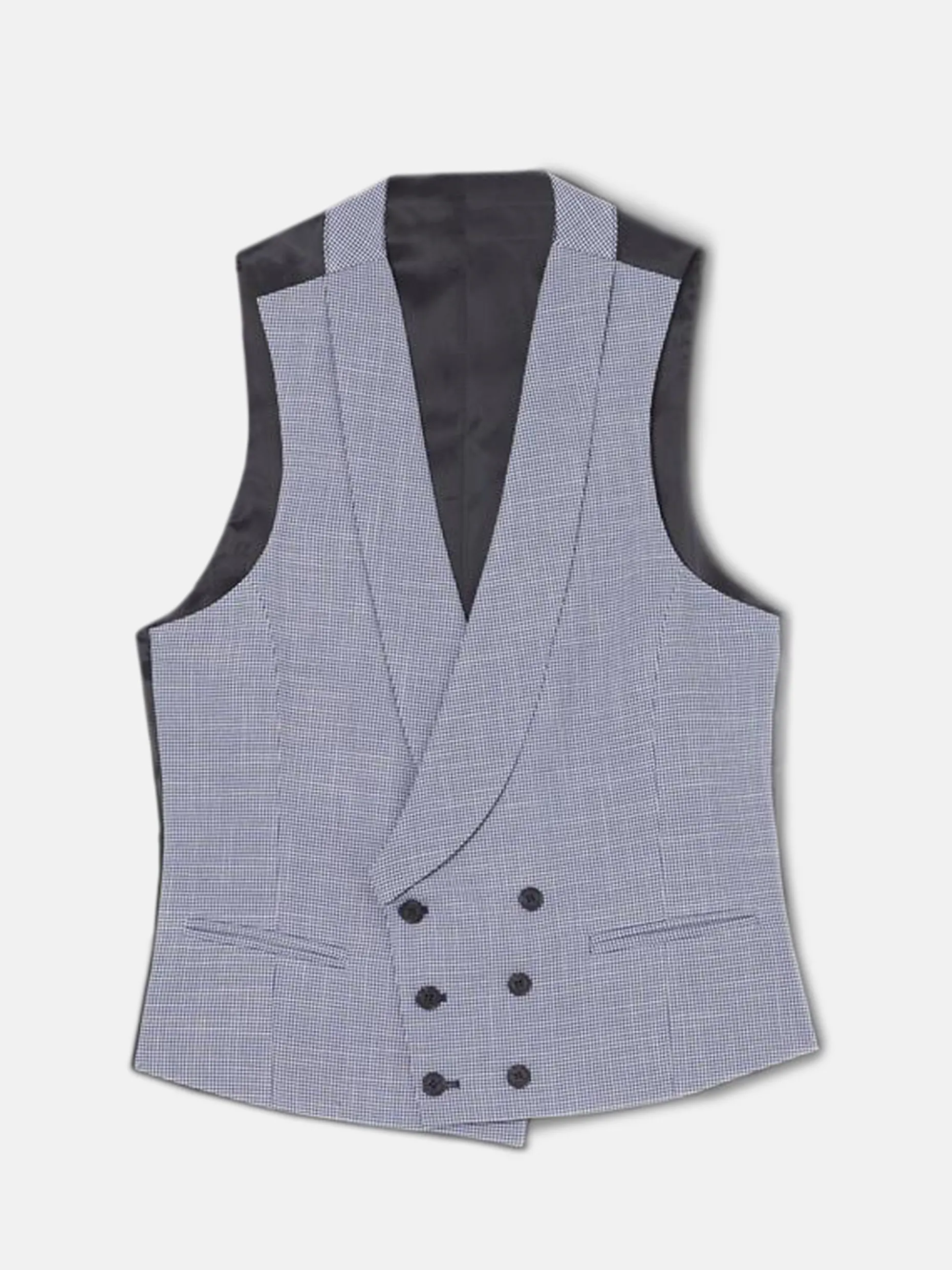 Chaleco chaque cuello redondo pata de gallo azul