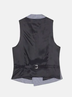 Chaleco chaque cuello redondo pata de gallo azul