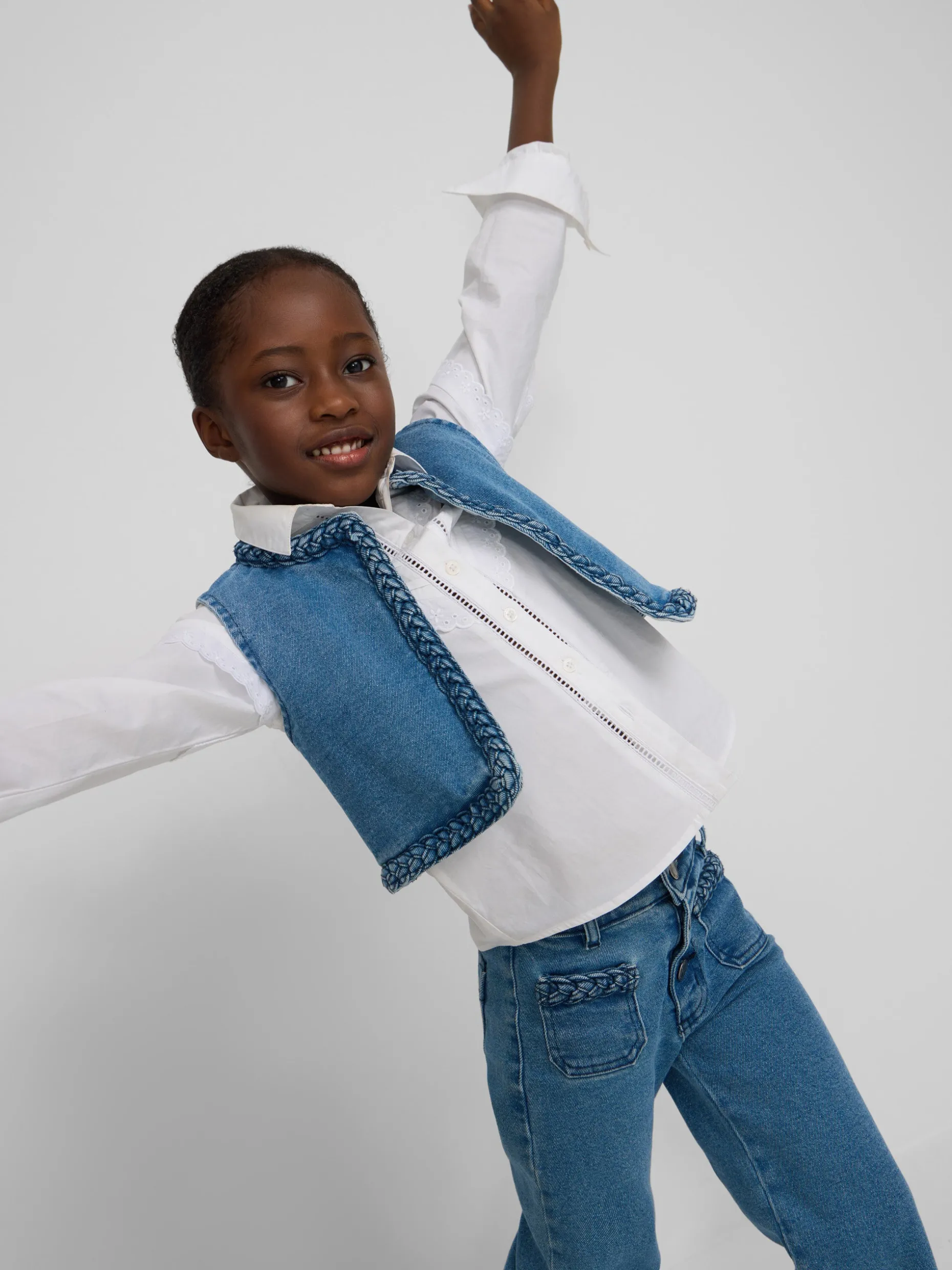 Chaleco girl trenza denim