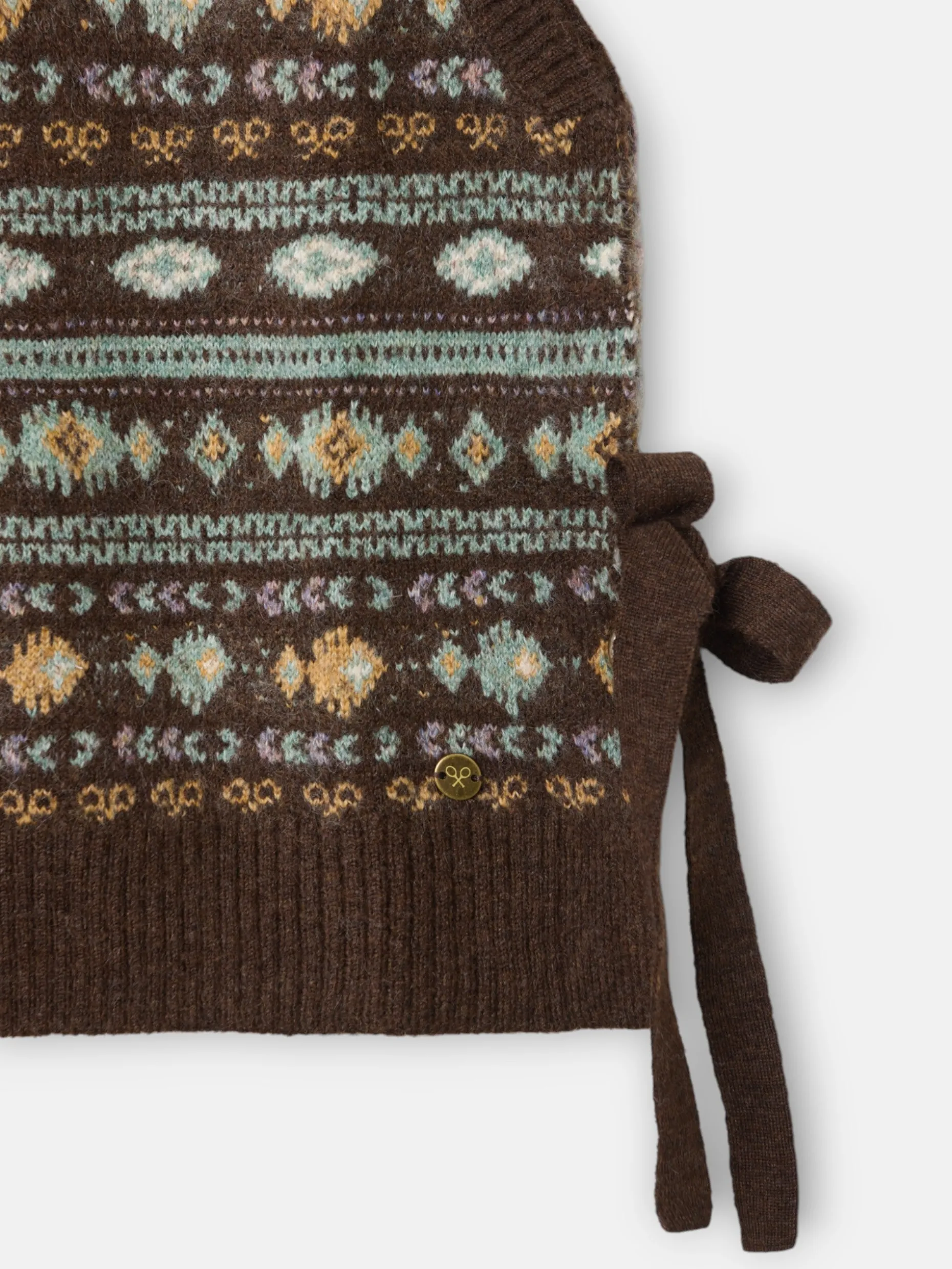 Chaleco punto lazada jacquard marron