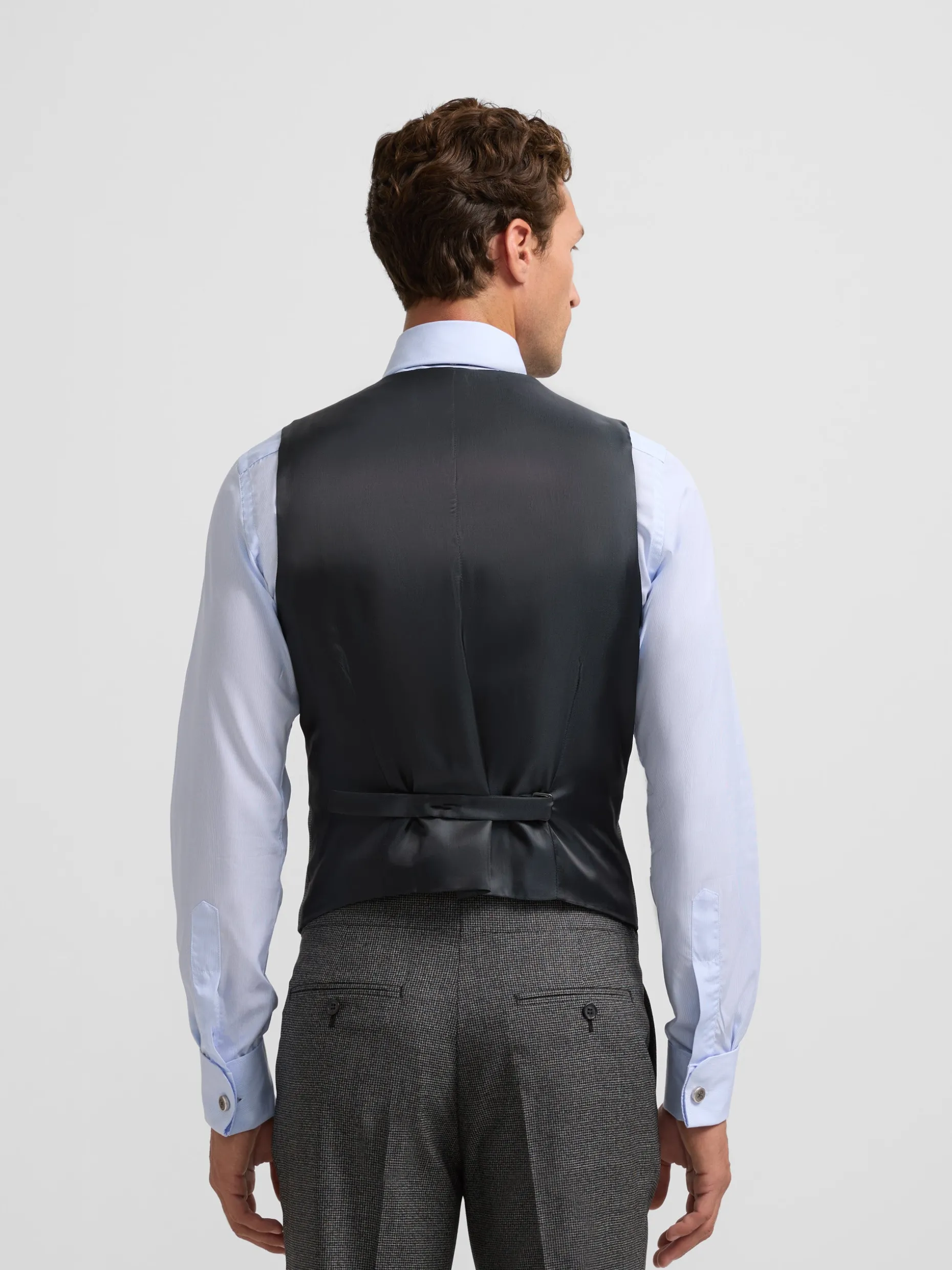 Chaleco recto traje pata de gallo gris