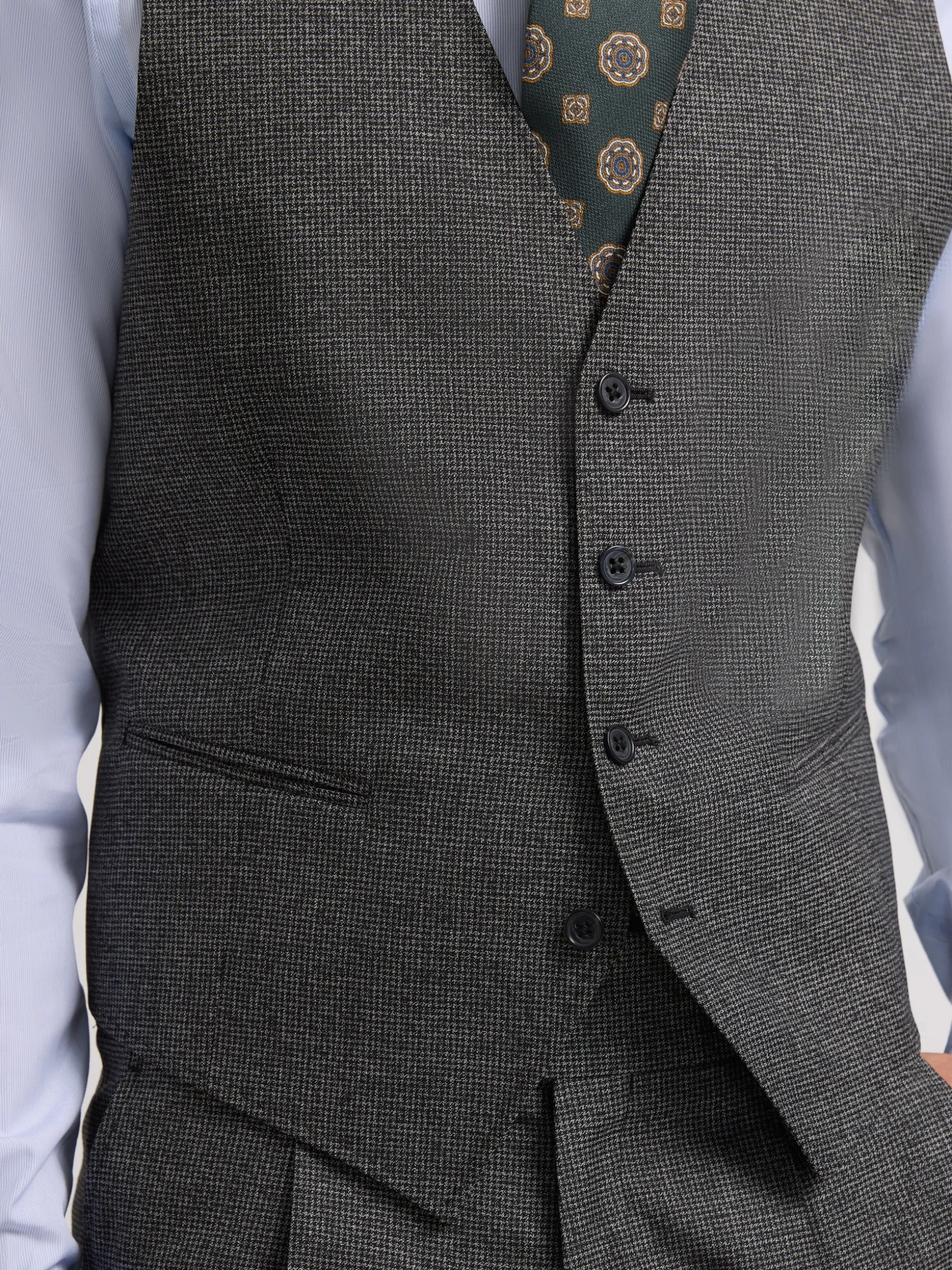 Chaleco recto traje pata de gallo gris