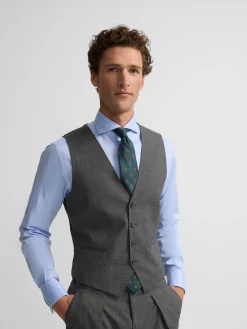 Chaleco recto traje principe de gales gris