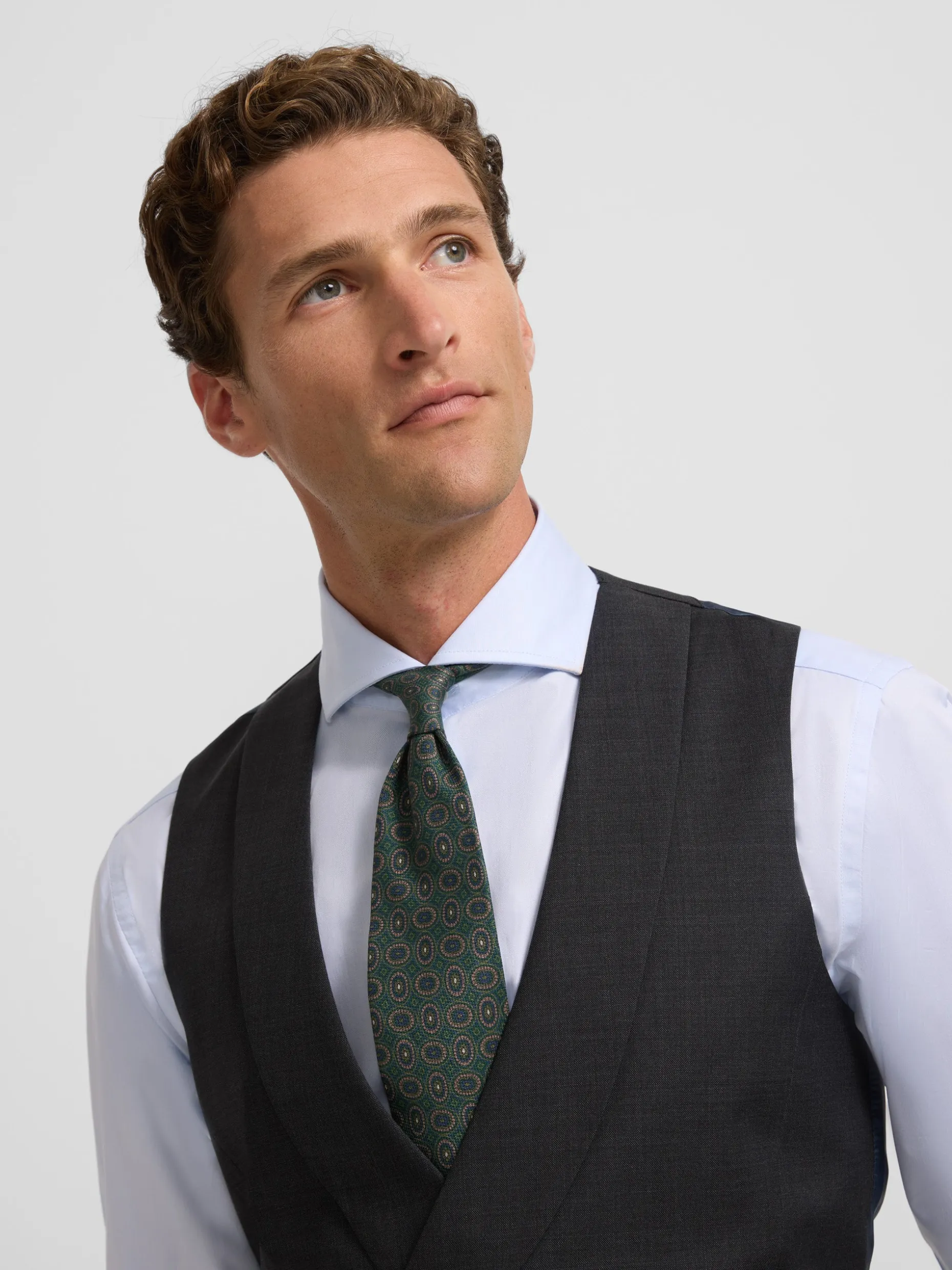 Chaleco vestir stretch cuello redondo gris