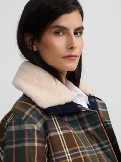 Chaqueta encerada borrego cuadros verdes