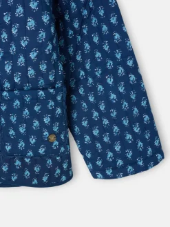 Chaqueta girl acolchada lazos estampado azul