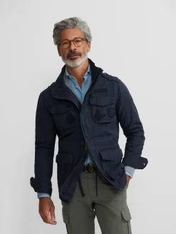 Chaqueta militar parches dye azul marino