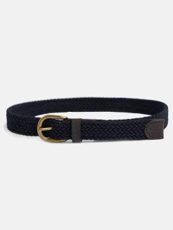 Cinturon kids piel trenzado elastico azul marino