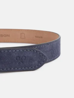 Cinturon piel ante pespunte azul indigo
