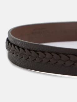 Cinturon piel detalle cuerda marron