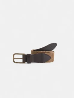 Cinturon piel lona beige medio