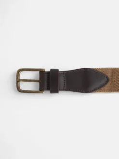 Cinturon piel lona beige medio