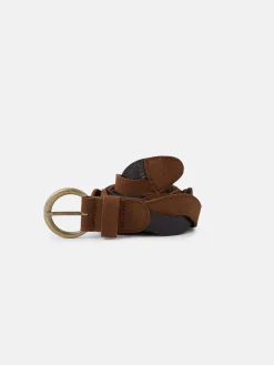 Cinturon trenzado ante bicolor beige