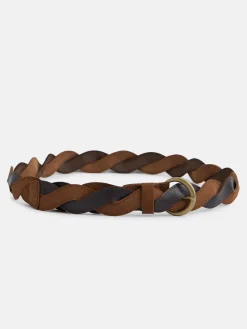 Cinturon trenzado ante bicolor beige