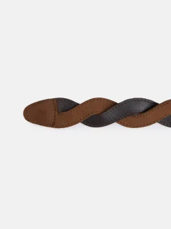 Cinturon trenzado ante bicolor beige