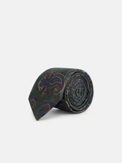 Corbata estampada pasley verde