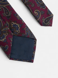 Corbata estampada pasley burdeos