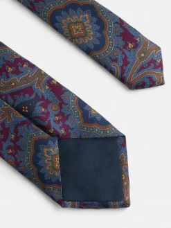 Corbata estampado acanto burdeos