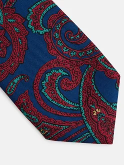 Corbata estampado cachemir azul