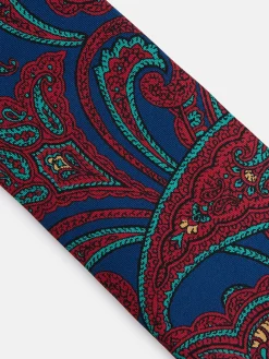 Corbata estampado cachemir azul