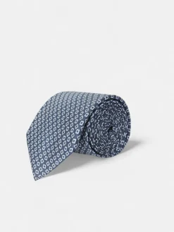 Corbata estampado cuadros irregular azul marino