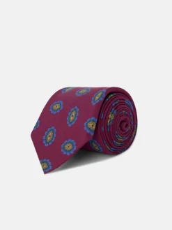 Corbata medallon burdeos