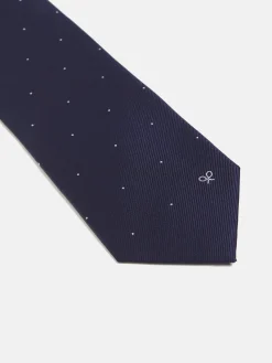 Corbata micropunto marino blanco