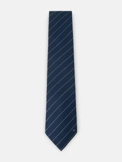 Corbata mini rayas raqueta azul marino
