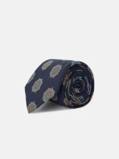 Corbata motivo ankara azul marino