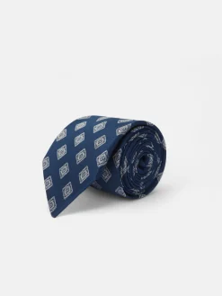 Corbata motivo azulejo azul marino