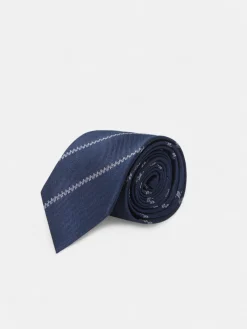 Corbata motivo franja raquetas azul marino