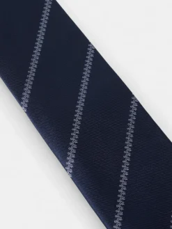 Corbata motivo franja raquetas azul marino