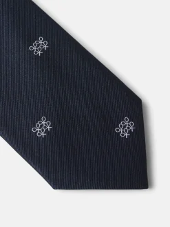 Corbata motivo geometrico raquetas azul marino