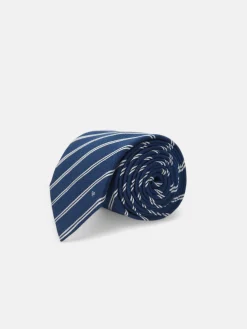 Corbata raya doble raqueta azul marino