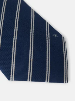 Corbata raya doble raqueta azul marino