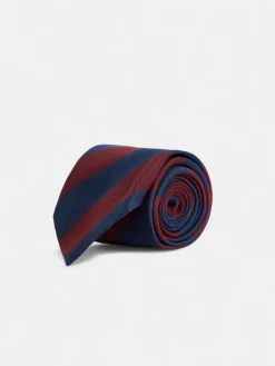 Corbata rayas marino burdeos