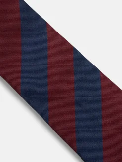 Corbata rayas marino burdeos