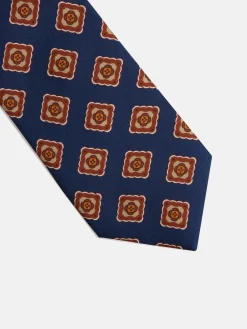Corbata seda estampado azulejo azul