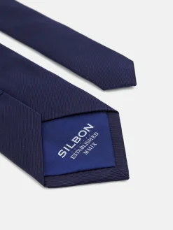 Corbata silbon lisa azul marino