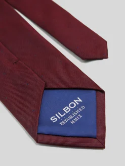 Corbata silbon lunares burdeos