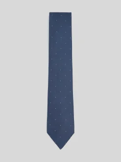 Corbata silbon mini puntos azul marino
