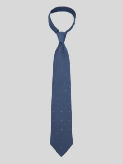 Corbata silbon mini puntos azul marino