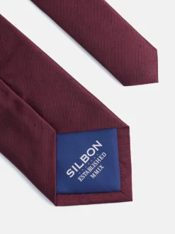 Corbata silbon mini puntos burdeos