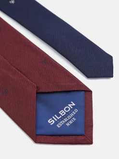 Corbata silbon motivos raquetas burdeos