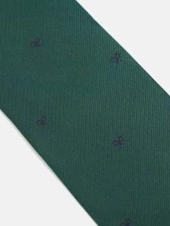 Corbata silbon motivos raquetas verde