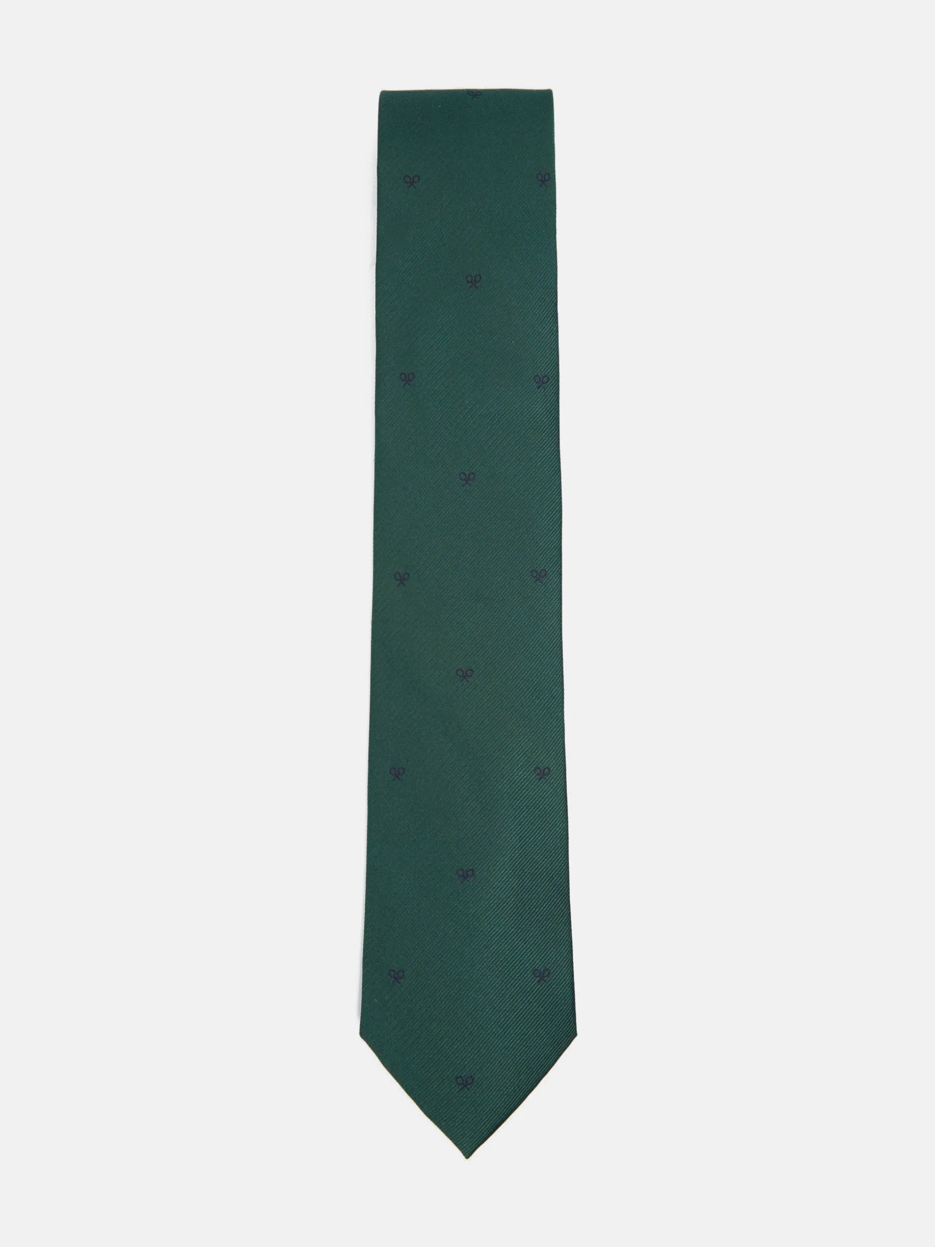 Corbata silbon motivos raquetas verde