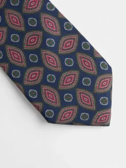 Corbata vintage motivo ovalado azul marino